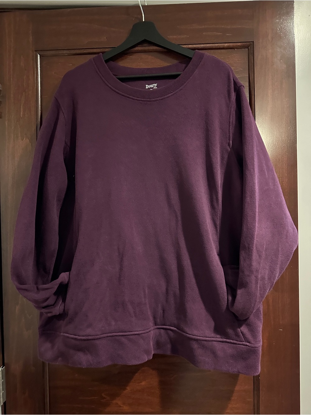 Duluth Trading Co. Classic Ribbed Long Sleeve Crewneck with Kangaroo pockets